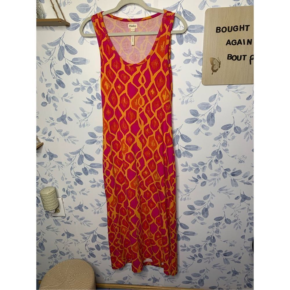 Hatley Pink and Orange Pattern Maxi Dress Size S